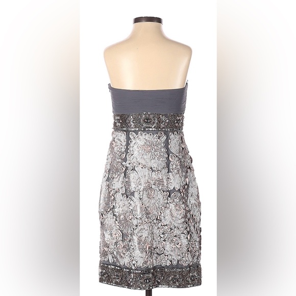 Sue Wong Nocturne Strapless Beaded Cocktail Dress Pewter Silver Size 2 - Picture 7 of 12